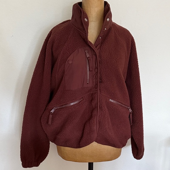 Free People Movement sz S Hit the Slopes bitter chocolate Fleece Jacket - Picture 2 of 13